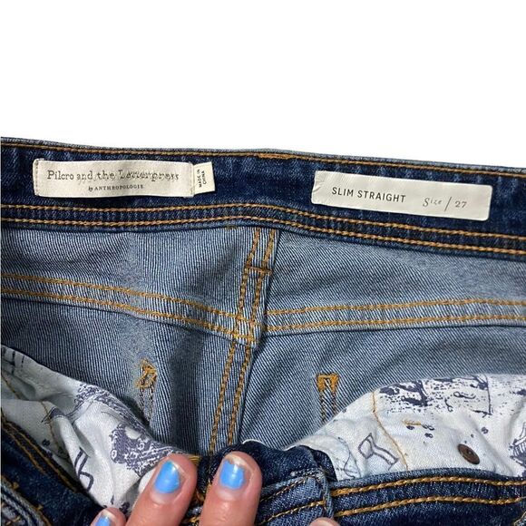 Pilcro and the Letterpress Size 27 Stet Patterned Cropped slim straight Jeans - Picture 3 of 7
